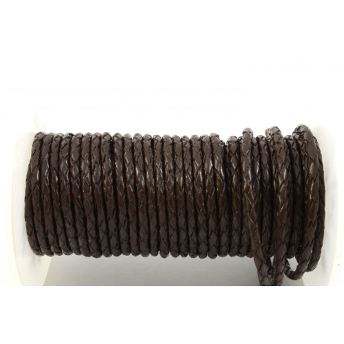 BRAIDED LEATHER CORD 3MM BROWN